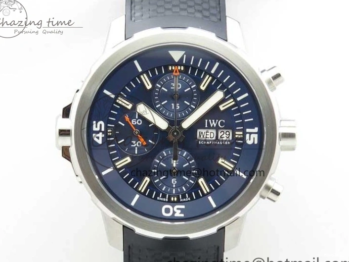 MIROTIME 0111 Aquatimer Chrono IW376803 V6F 1:1 Best Edition Blue Dial on Ruber Strap A Neat 7083